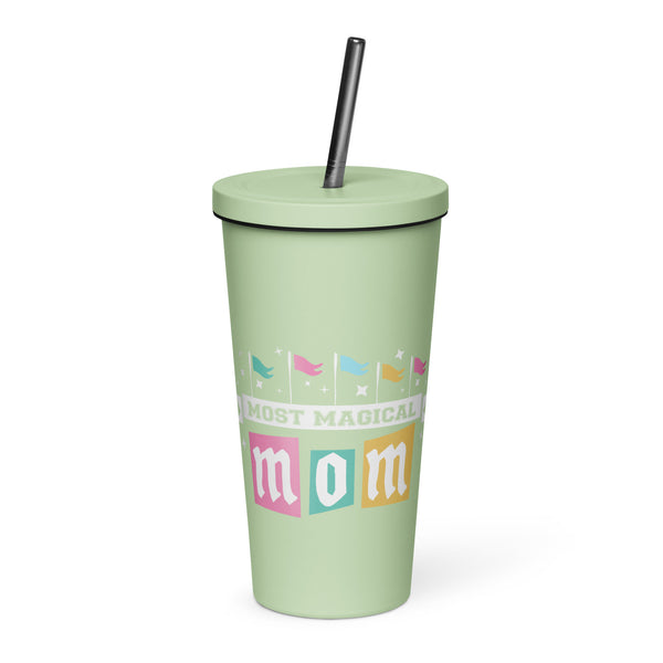 Disney Mom Tumbler Most Magical Mom Disney Parks Flags Collegiate Disney Mom Insulated Tumbler with Straw