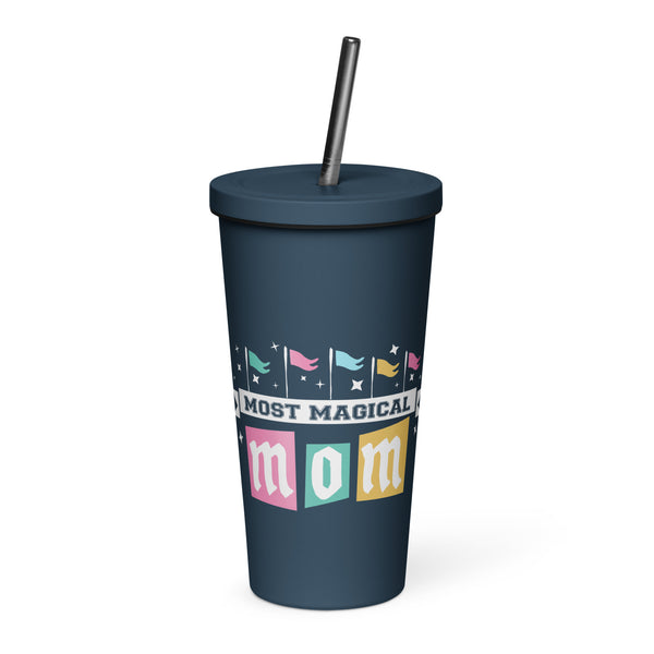 Disney Mom Tumbler Most Magical Mom Disney Parks Flags Collegiate Disney Mom Insulated Tumbler with Straw