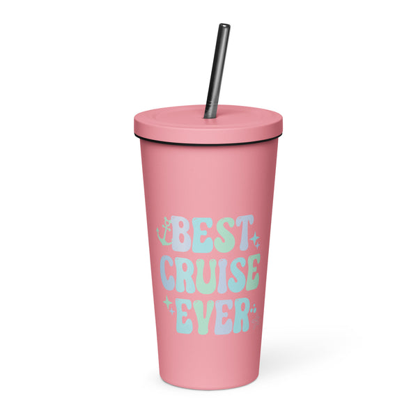 Disney Best Cruise Ever tumbler water bottle Pastel cute DCL Cruise Travel Insulated tumbler with a straw