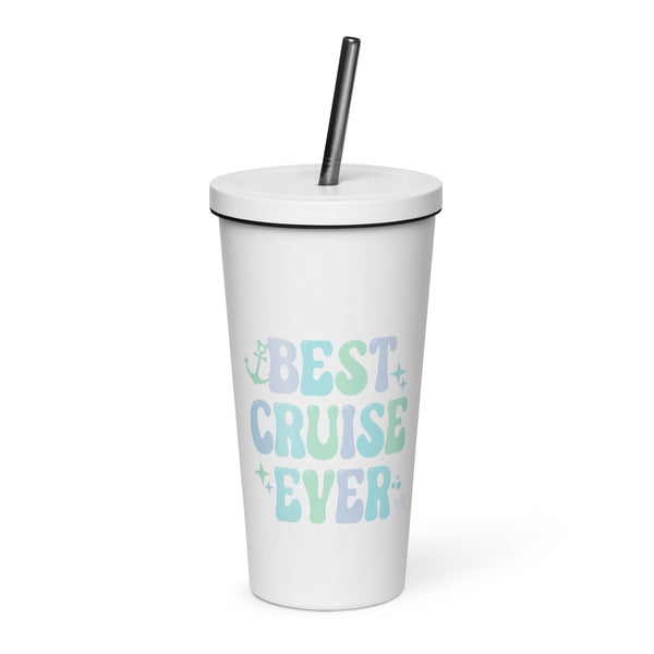 Disney Best Cruise Ever tumbler water bottle Pastel cute DCL Cruise Travel Insulated tumbler with a straw