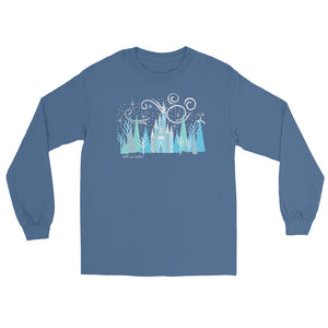 Disney Christmas Castle All is Calm Long Sleeve Hidden Mickey Christmas Men’s Long Sleeve Shirt