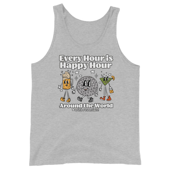 Disney Epcot Drinking Unisex Tank Top Every Hour is Happy Hour Drinking Around the World Food and Wine Unisex Tank