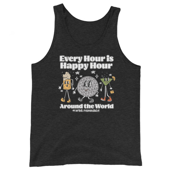 Disney Epcot Drinking Unisex Tank Top Every Hour is Happy Hour Drinking Around the World Food and Wine Unisex Tank