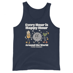 Disney Epcot Drinking Unisex Tank Top Every Hour is Happy Hour Drinking Around the World Food and Wine Unisex Tank