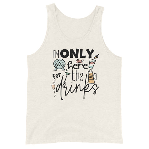 Epcot Food and Wine Tank Top, I'm Only Here for the Drinks, Disney Shirt Food and Wine Festival Unisex Tank Top