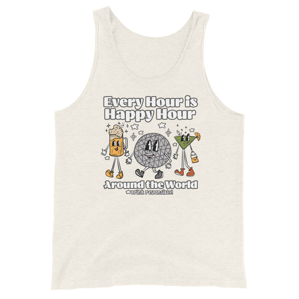 Disney Epcot Drinking Unisex Tank Top Every Hour is Happy Hour Drinking Around the World Food and Wine Unisex Tank