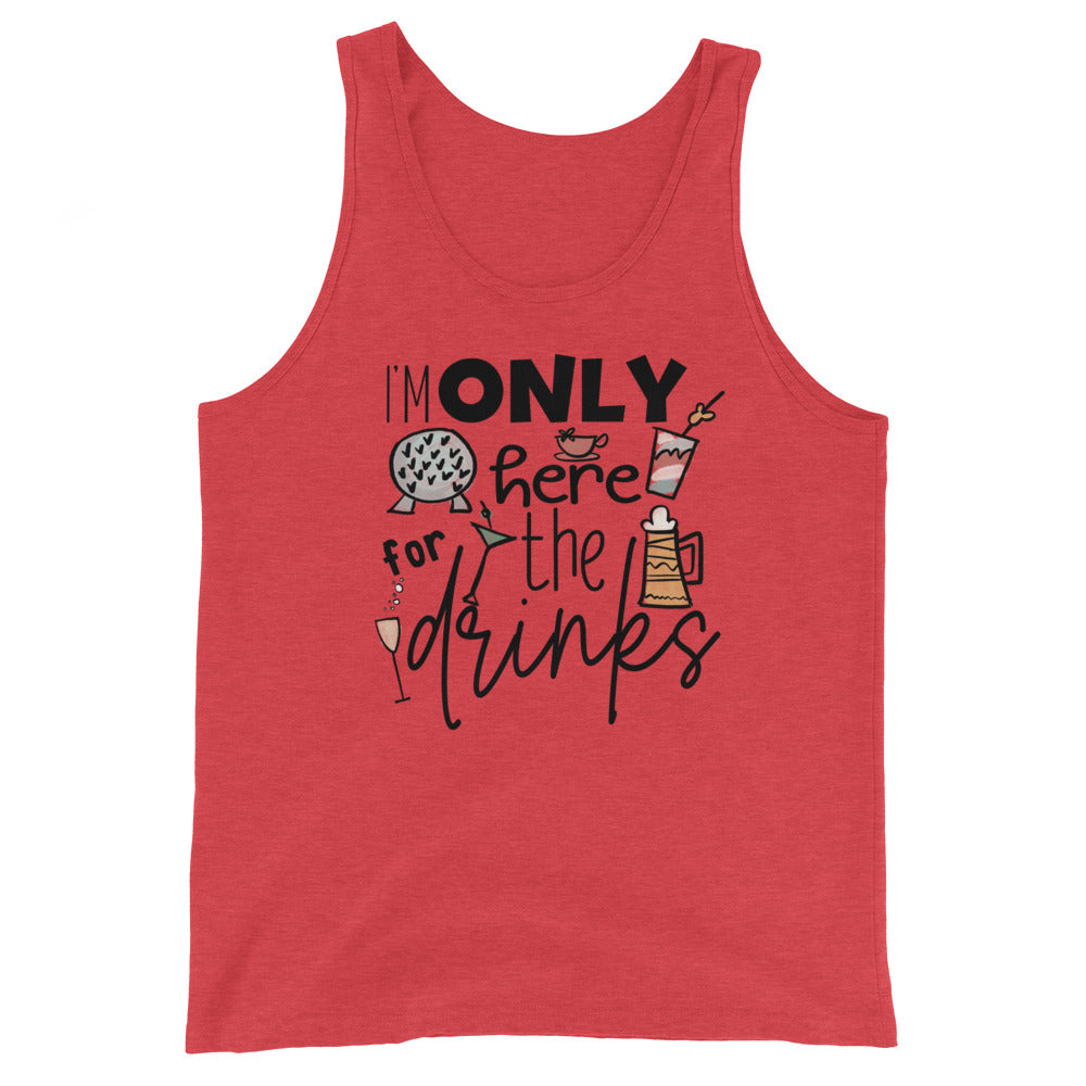 Epcot Food and Wine Tank Top, I'm Only Here for the Drinks, Disney Shirt Food and Wine Festival Unisex Tank Top