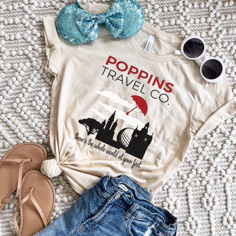 Mary Poppins Travel Co., Red Umbrella Unisex T-Shirt