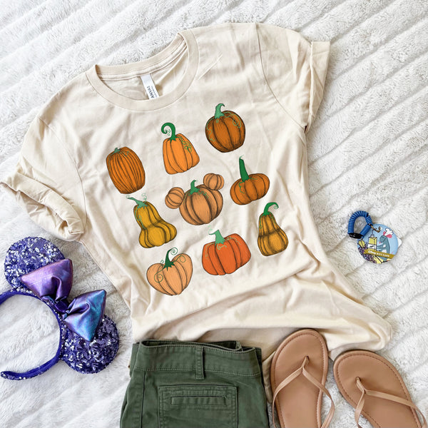 Mickey Pumpkin Patch T-Shirt Fall Short-Sleeve Unisex T-Shirt