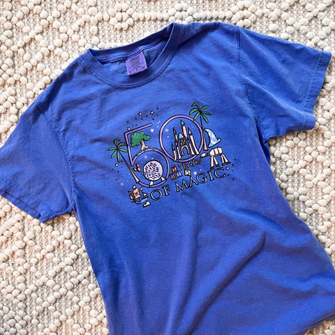 50 Years of Magic T-Shirt Comfort Colors-READY TO SHIP-Royal Blue- SMALL