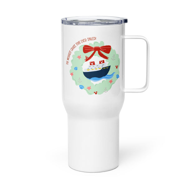 Disney Cruise Tumbler Merriest Cruise DCL Christmas Merrytime Holiday Cruise Travel mug with a handle