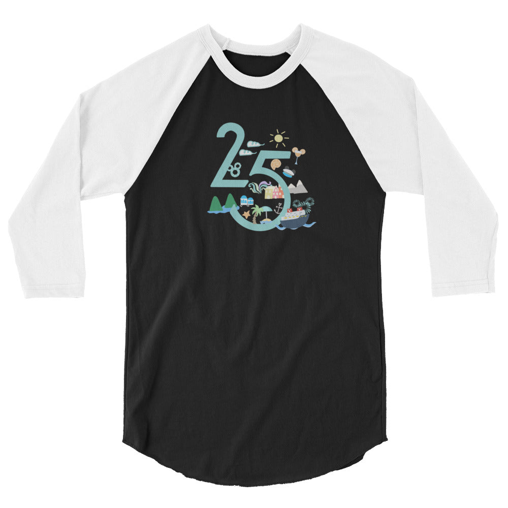 Disney Cruise Line 25 year silver anniversary DCL Disney cruise 3/4 sleeve raglan shirt