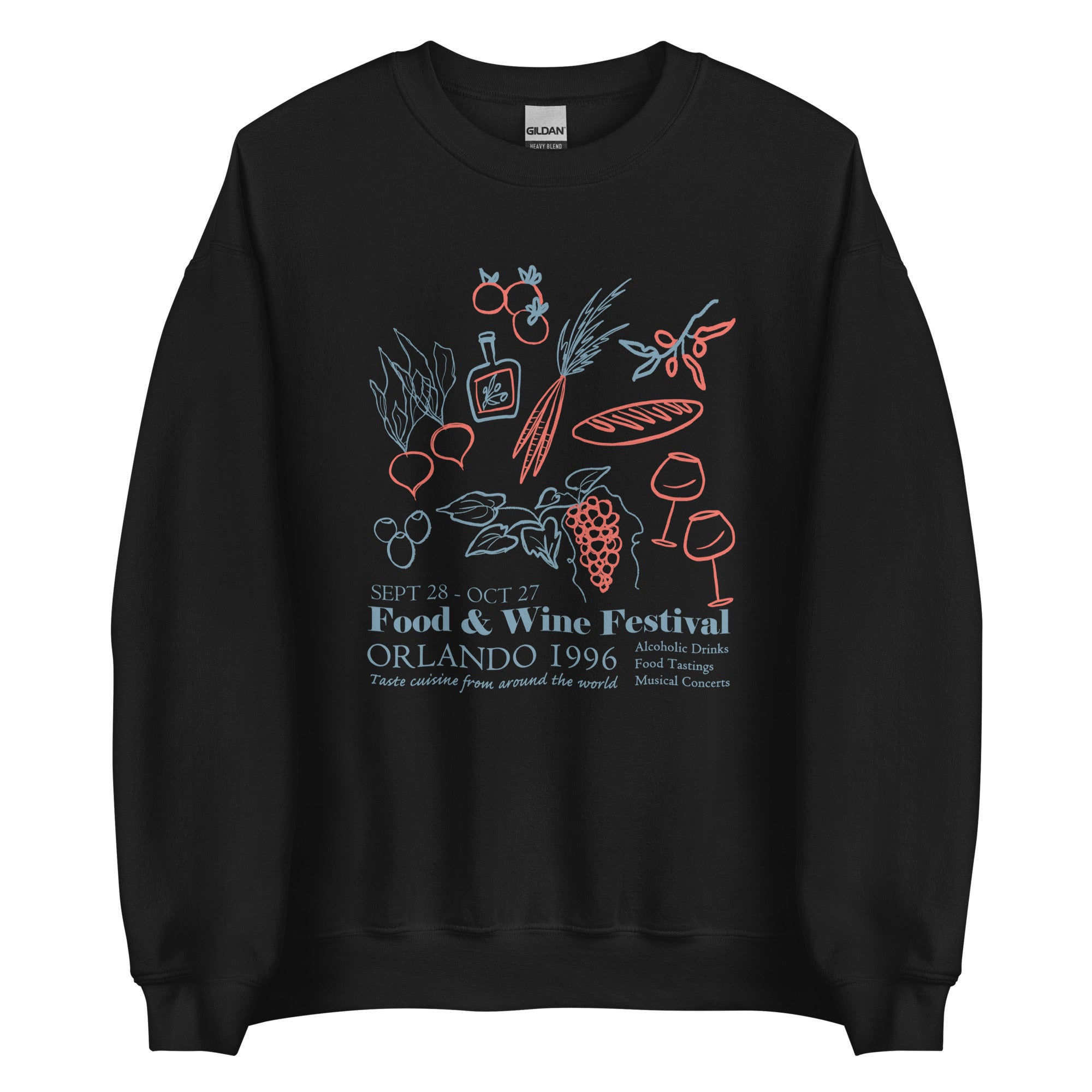 Disney Food and Wine Sweatshirt 1996 EPCOT Food and Wine Festival Unisex Sweatshirt