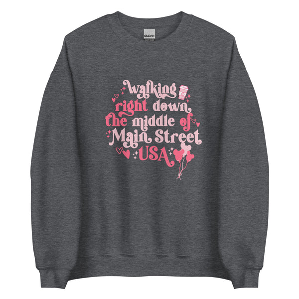 Disney Main Street USA Valentine's Day Shirt Magic Kingdom Mickey Balloons Unisex Sweatshirt