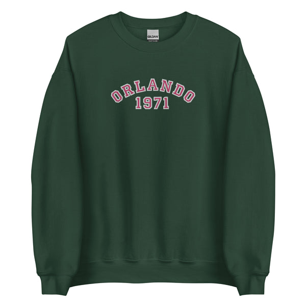 Disney College Sweatshirt 1971 WDW Orlando EMBROIDERED Disney University Sweatshirt - Pink