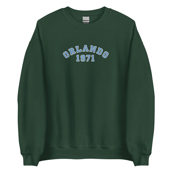 Disney College Sweatshirt 1971 WDW Orlando EMBROIDERED Disney University Sweatshirt - Blue