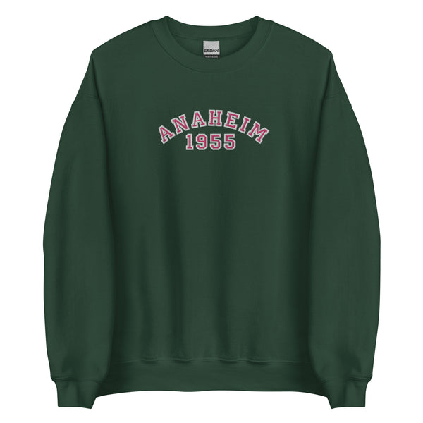 Disney College Sweatshirt 1955 Disneyland Anaheim EMBROIDERED Disney University Sweatshirt - Pink