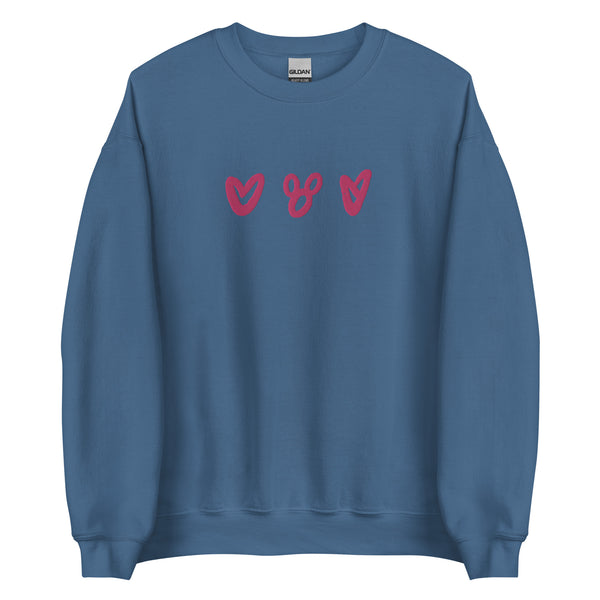Hearts and Mickey EMBROIDERED Sweatshirt Disney Valentines Day Hearts Love Sweatshirt