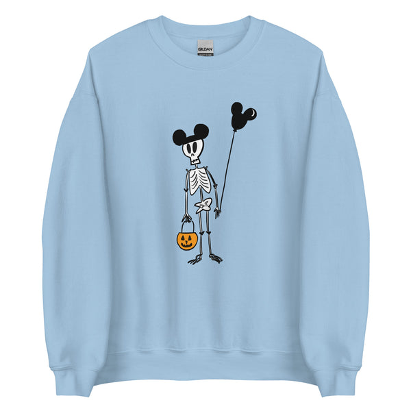 Funny Disney Halloween Skeleton Sweatshirt with Mickey Balloon and Trick or Treat Pumpkin Sweatshirt