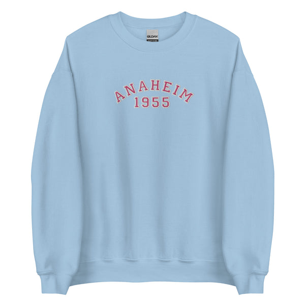 Disney College Sweatshirt 1955 Disneyland Anaheim EMBROIDERED Disney University Sweatshirt - Pink