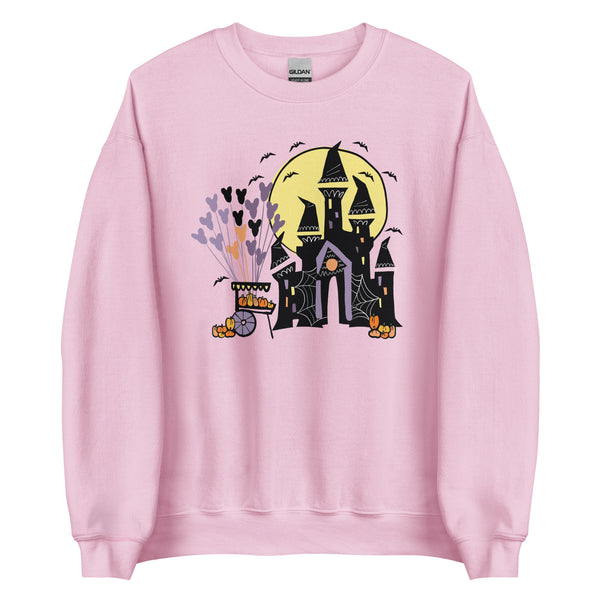 Disney World Halloween Castle Sweatshirt with Pumpkin Cart and Balloons Disney Halloween Unisex Sweatshirt