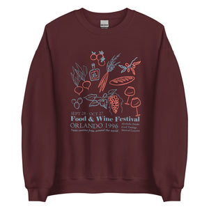 Disney Food and Wine Sweatshirt 1996 EPCOT Food and Wine Festival Unisex Sweatshirt