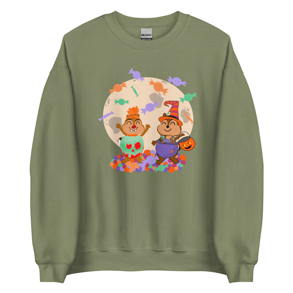 Chip and Dale Disney Halloween Trick or Treat Candy Unisex Sweatshirt