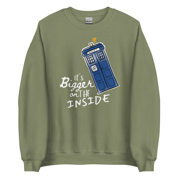 It's Bigger on the Inside Sweatshirt Dr Who Police Box Shirt, Time Lord Shirt Whovian Unisex Sweatshirt