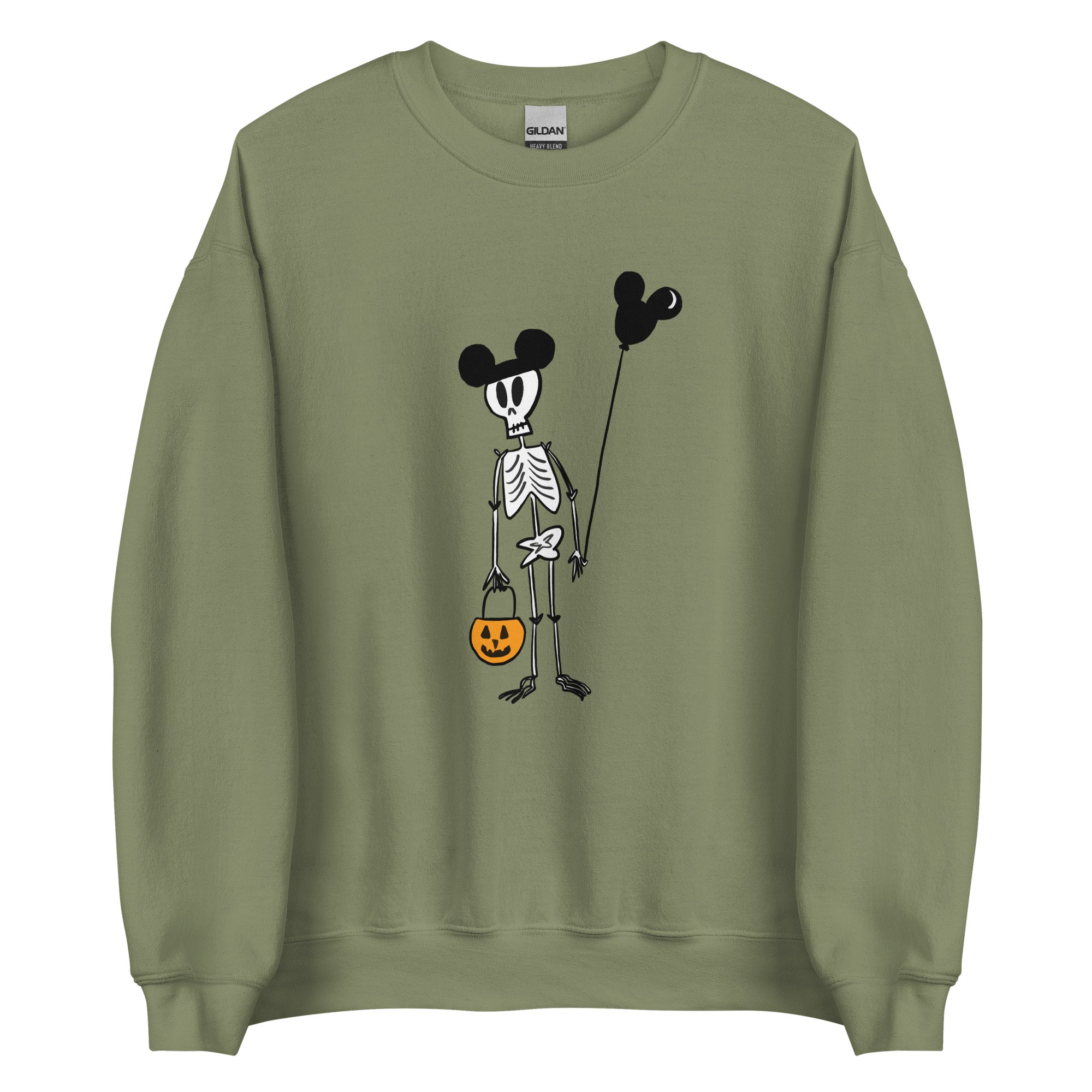 Funny Disney Halloween Skeleton Sweatshirt with Mickey Balloon and Trick or Treat Pumpkin Sweatshirt