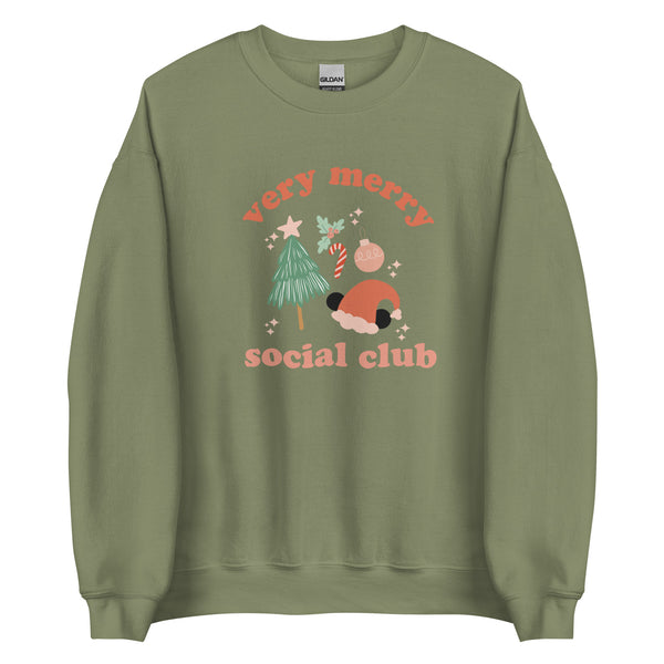 Very Merry Social Club Mickey Santa Disney Christmas Holiday Sweater Unisex Sweatshirt