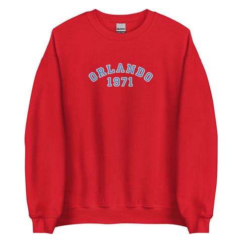 Disney College Sweatshirt 1971 WDW Orlando EMBROIDERED Disney University Sweatshirt - Blue