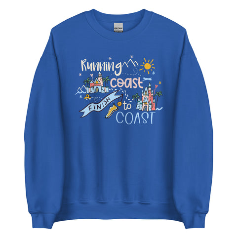 runDisney Coast to Coast Sweatshirt Disney Running Shirt Disneyland and Disney World Unisex Sweatshirt
