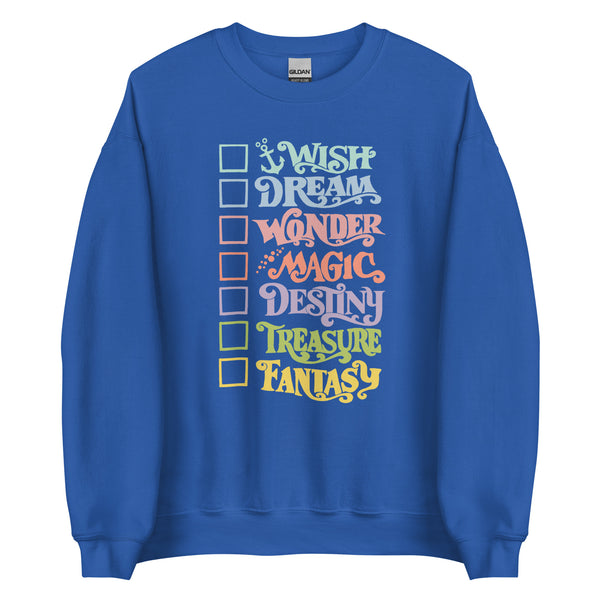 Pastel Disney Cruise Ships Sweatshirt With Checkboxes Disney Unisex Sweatshirt