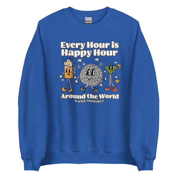 Disney Epcot Drinking Sweatshirt Every Hour is Happy Hour Drinking Around the World Food and Wine Sweatshirt