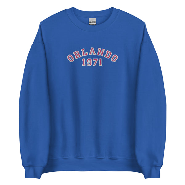 Disney College Sweatshirt 1971 WDW Orlando EMBROIDERED Disney University Sweatshirt - Pink