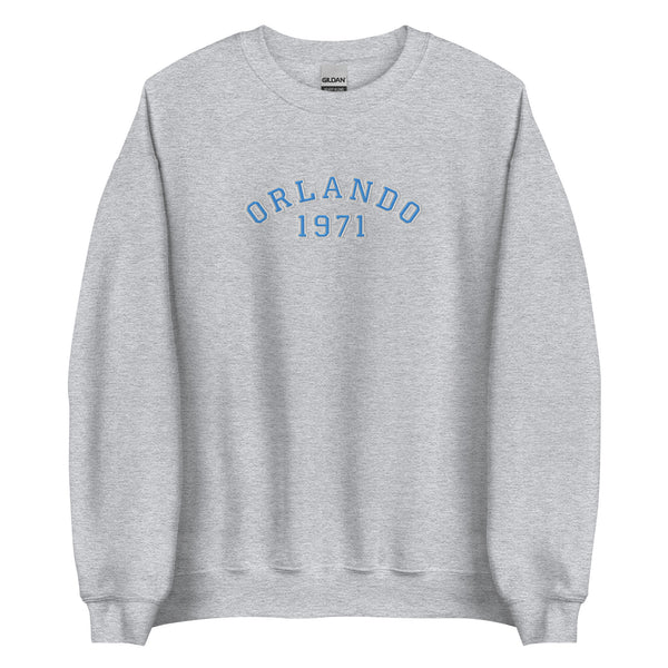 Disney College Sweatshirt 1971 WDW Orlando EMBROIDERED Disney University Sweatshirt - Blue