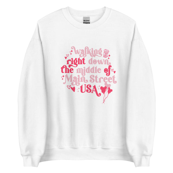 Disney Main Street USA Valentine's Day Shirt Magic Kingdom Mickey Balloons Unisex Sweatshirt