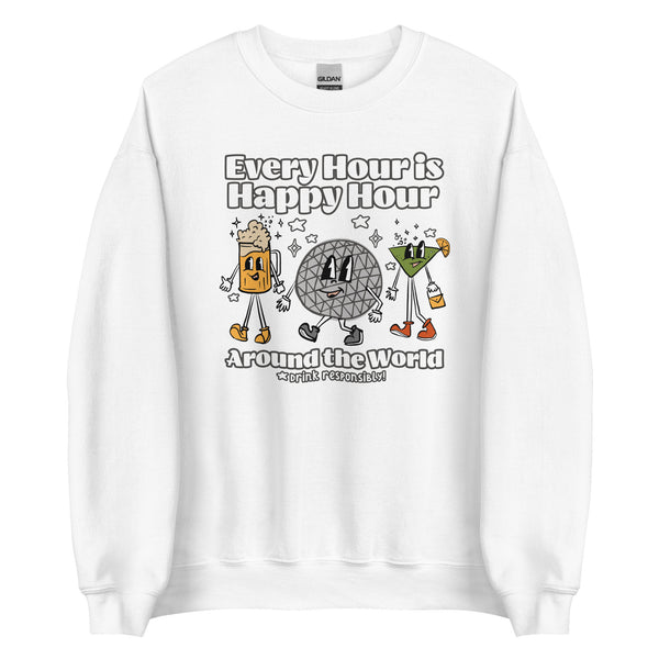 Disney Epcot Drinking Sweatshirt Every Hour is Happy Hour Drinking Around the World Food and Wine Sweatshirt