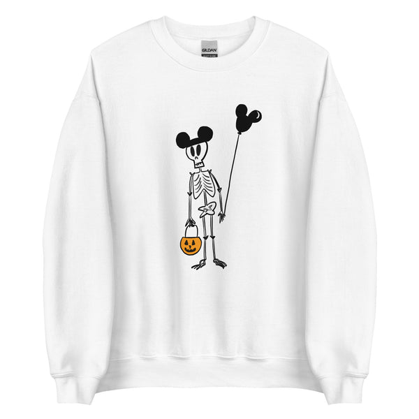 Funny Disney Halloween Skeleton Sweatshirt with Mickey Balloon and Trick or Treat Pumpkin Sweatshirt