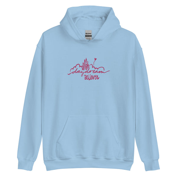 Disney Castle EMBROIDERED Hoodie Daydream Believer with Mickey Balloon Unisex Disney Embroidered Hooded Sweatshirt