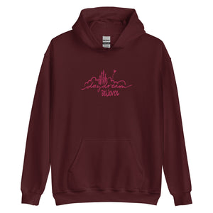 Disney Castle EMBROIDERED Hoodie Daydream Believer with Mickey Balloon Unisex Disney Embroidered Hooded Sweatshirt