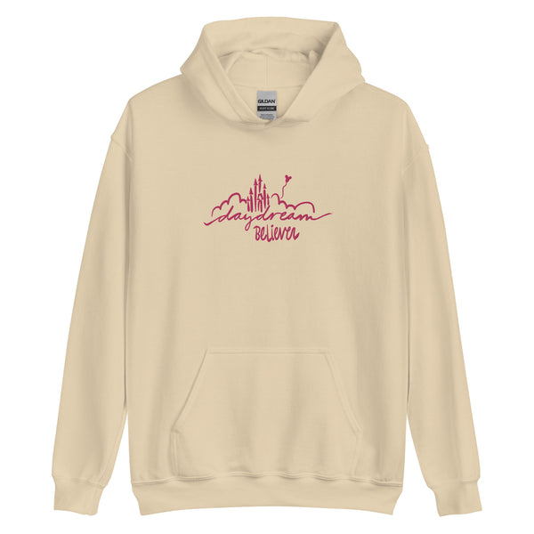 Disney Castle EMBROIDERED Hoodie Daydream Believer with Mickey Balloon Unisex Disney Embroidered Hooded Sweatshirt