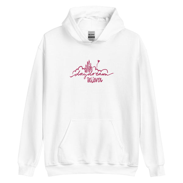 Disney Castle EMBROIDERED Hoodie Daydream Believer with Mickey Balloon Unisex Disney Embroidered Hooded Sweatshirt