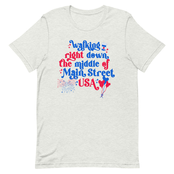 July 4th Disney Magic Kingdom Main Street USA mickey fireworks Independence Day Fourth of July Unisex t-shirt