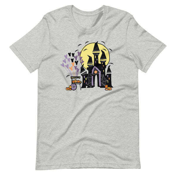 Disney World Halloween Castle T-Shirt with Pumpkin Cart and Balloons Disney Halloween T- Shirt