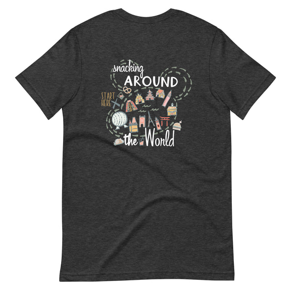 Epcot Snacking Around the World T-Shirt Start Here Epcot Food Disney Shirt 2-Sided Food and Wine Festival T-Shirt
