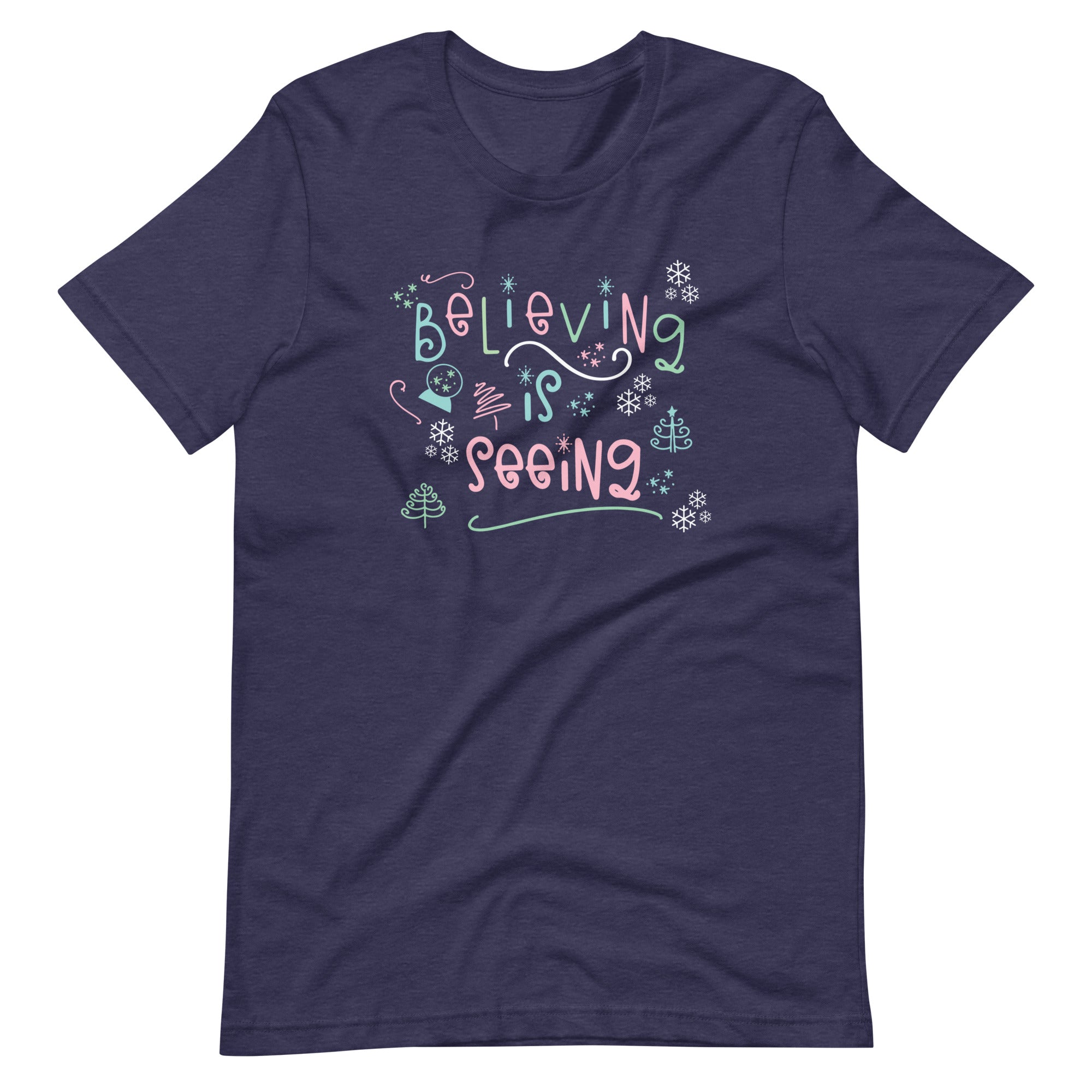 Santa Claus Believing is Seeing - READY TO SHIP-Heather Midnight Navy- Medium