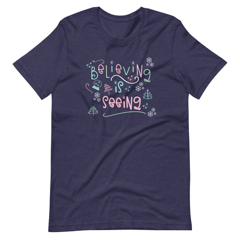 Santa Claus Believing is Seeing - READY TO SHIP-Heather Midnight Navy- Medium