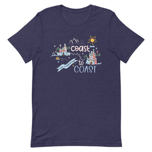 Disney Parks Castles T-Shirt Coast to Coast Trip Disney World and Disneyland T-Shirt