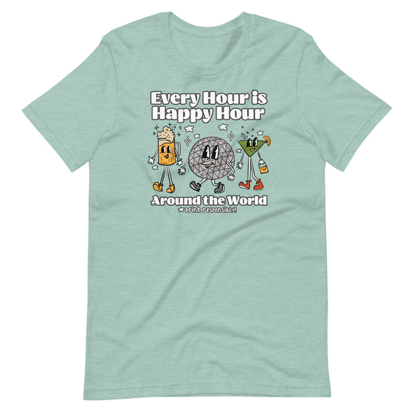 Disney Epcot Drinking T-shirt Every Hour is Happy Hour Drinking Around the World Food and Wine T-Shirt